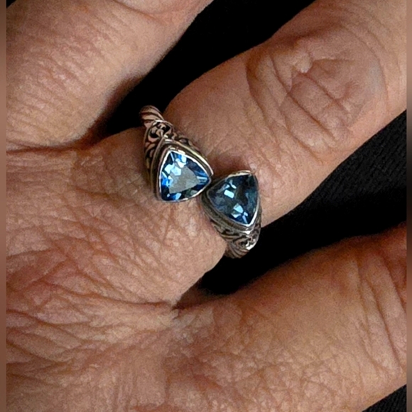 Gorgeous and Unique London Blue Topaz Ring Set in 925 Sterling Silver/ Size 8 - Picture 1 of 16